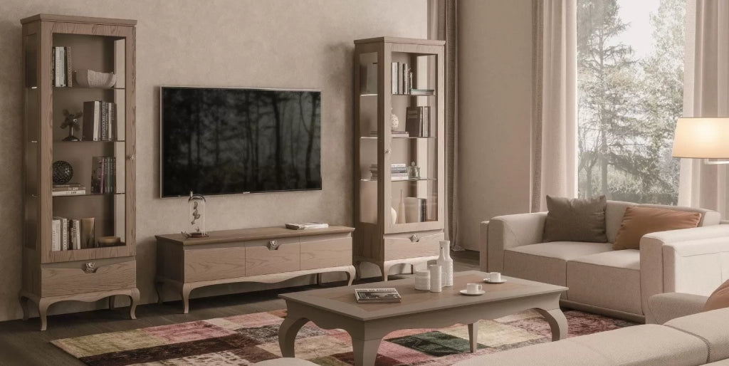 Mobile porta tv in legno con 2 vetrine in frassino - Mobili 2G