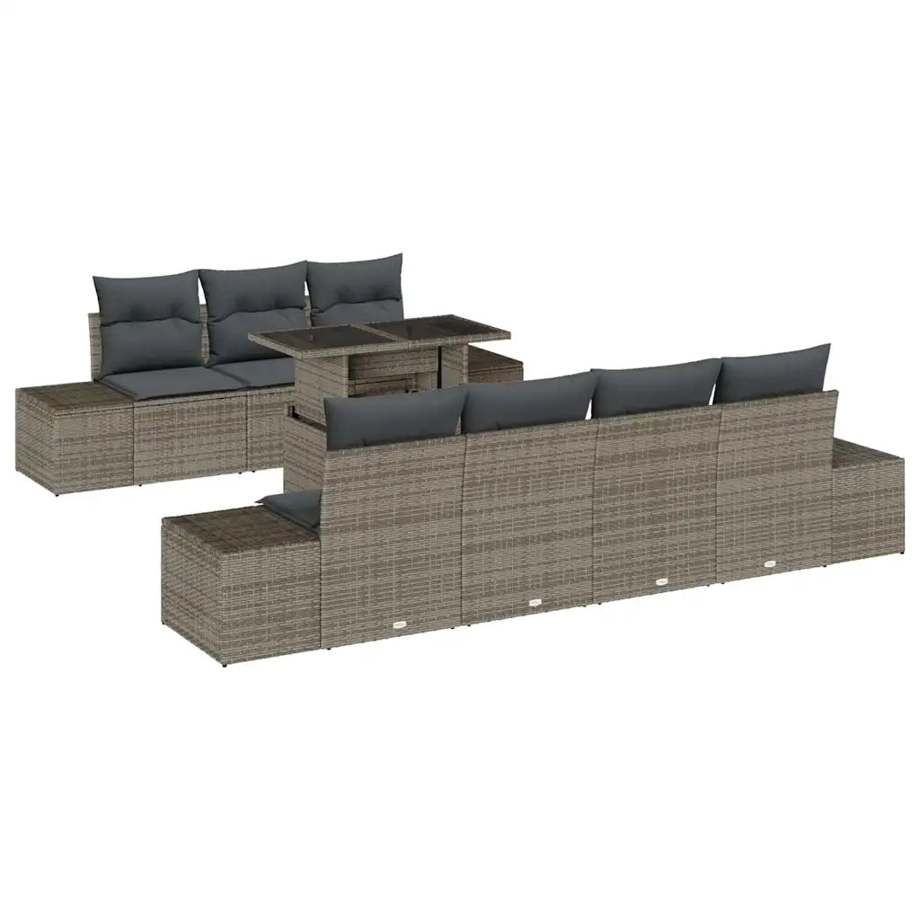 Set Divano da Giardino con cuscino 8 pcs Grigio