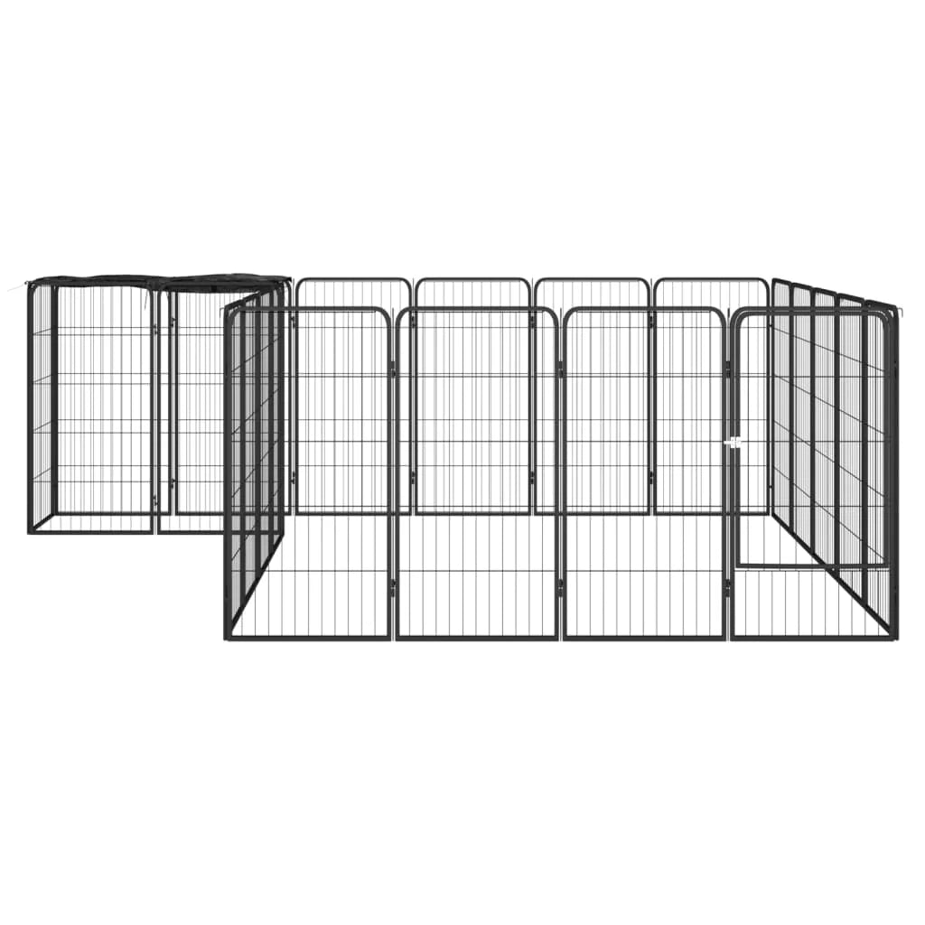 Recinto per cani 22 pannelli 50 x 100 cm acciaio verniciato a polvere nero 02_0043619