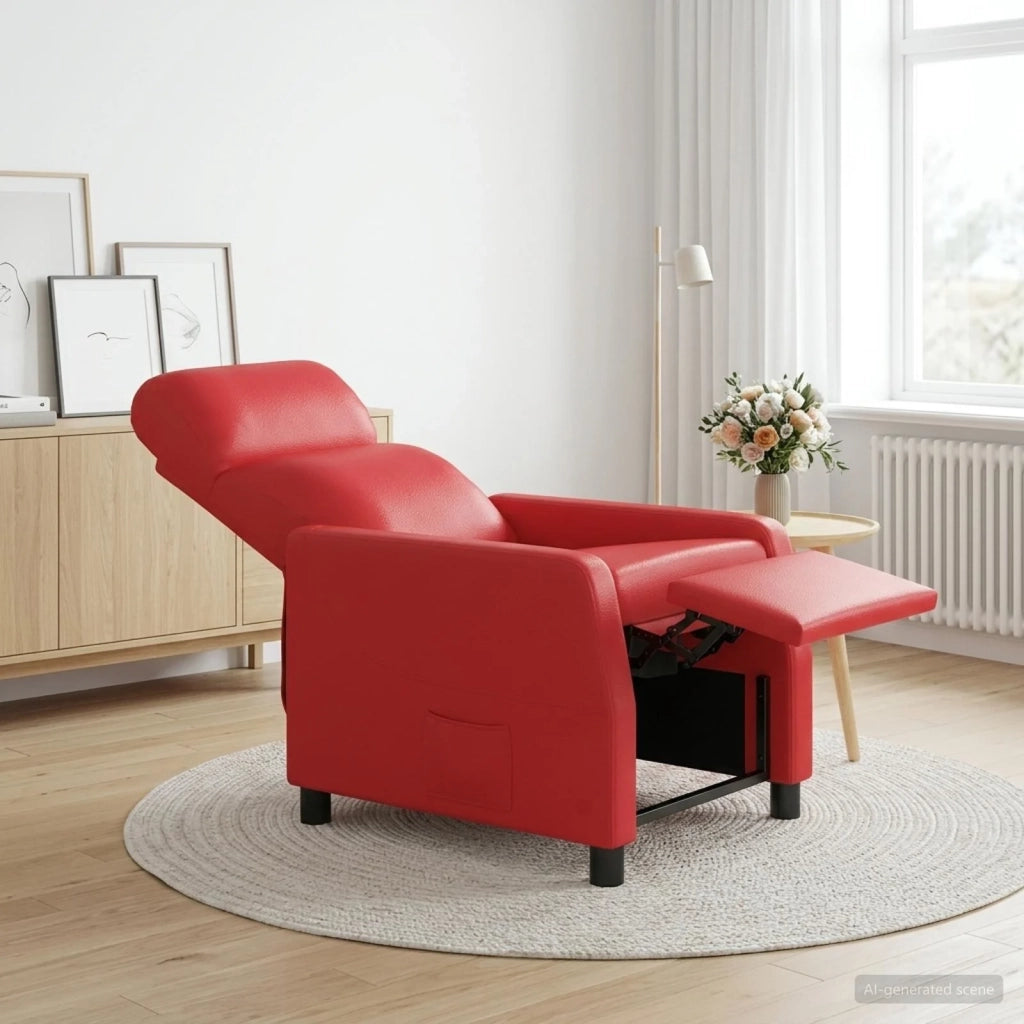 Divano Sedia-Poltrona reclinabile Rosso Similpelle 794604