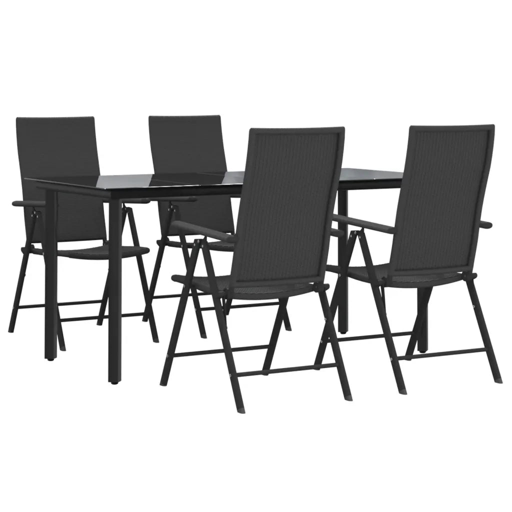 Set da Pranzo da Giardino 5 pz Nero in Polyrattan cod mxl 40933