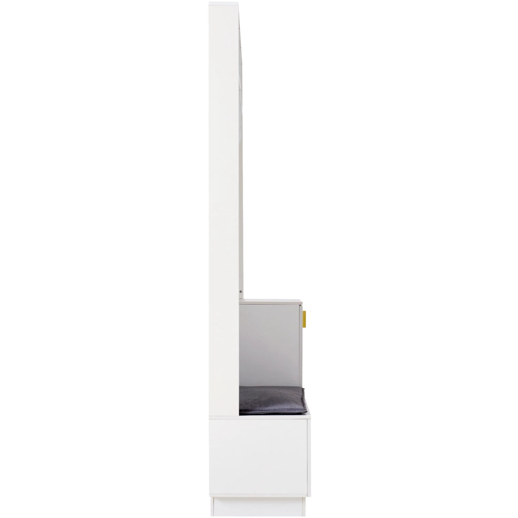 Mobile da Ingresso con 3 Ganci; Panchina Scarpiera e Ripiano Regolabile per Ingresso in Truciolato 120×40×200 cm Bianco