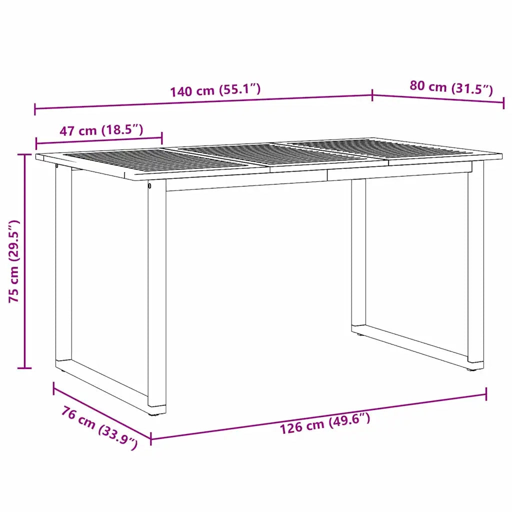 Tavolo da Giardino Grigio 140 x 80 x 75 cm 4010594
