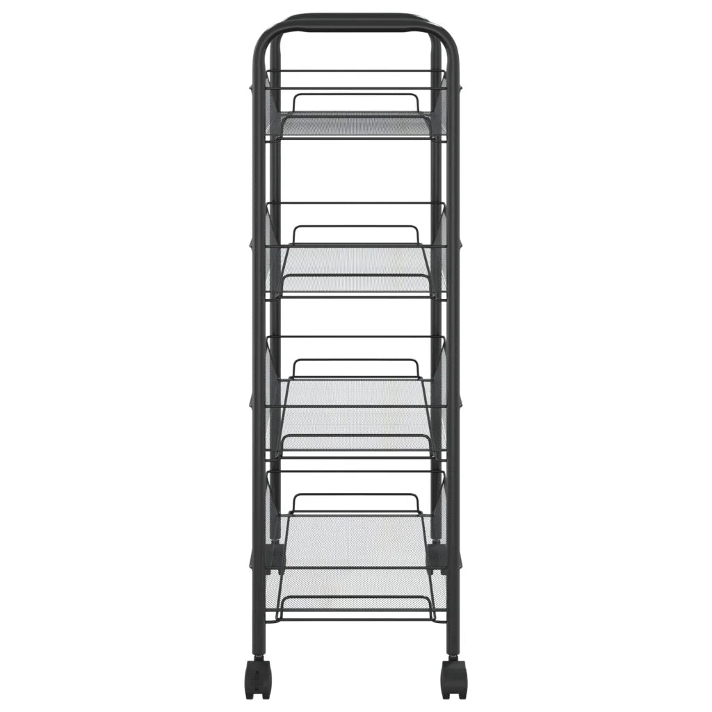 Carrello da Cucina con 4 Ripiani Nero 46x26x64 cm in Ferro 336325