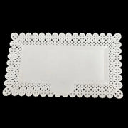 Trade Shop - Set 2pz Vassoio Trama Trinato Bianco 30x17cm Rettangolare Piatto Sotto Dolci Trasporto -