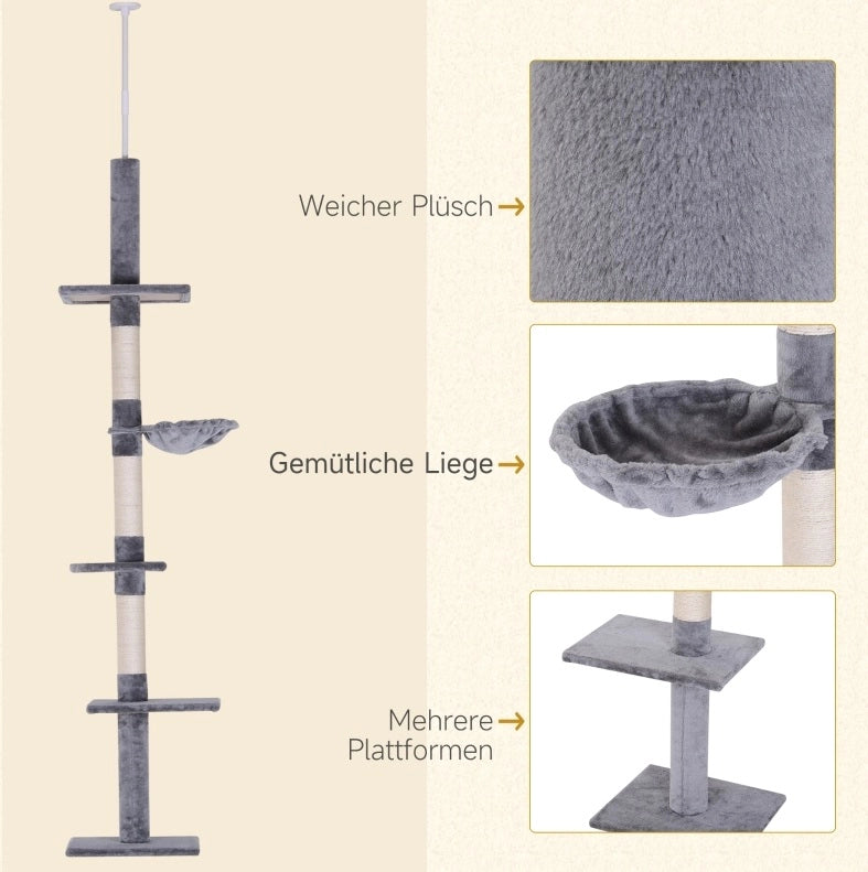 Tiragraffi da soffitto regolabile grigio 230-260 cm