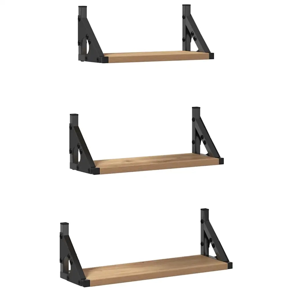 Scaffale da parete Montaggio a parete 3 pcs Quercia Fumosa 869097