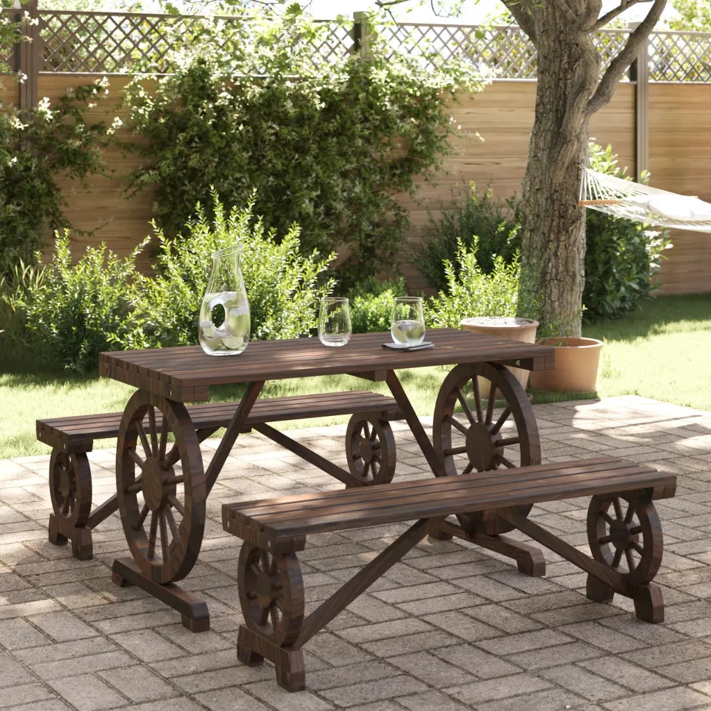 Set da Pranzo da Giardino 3 pz in Legno Massello di Abetecod mxl 92571