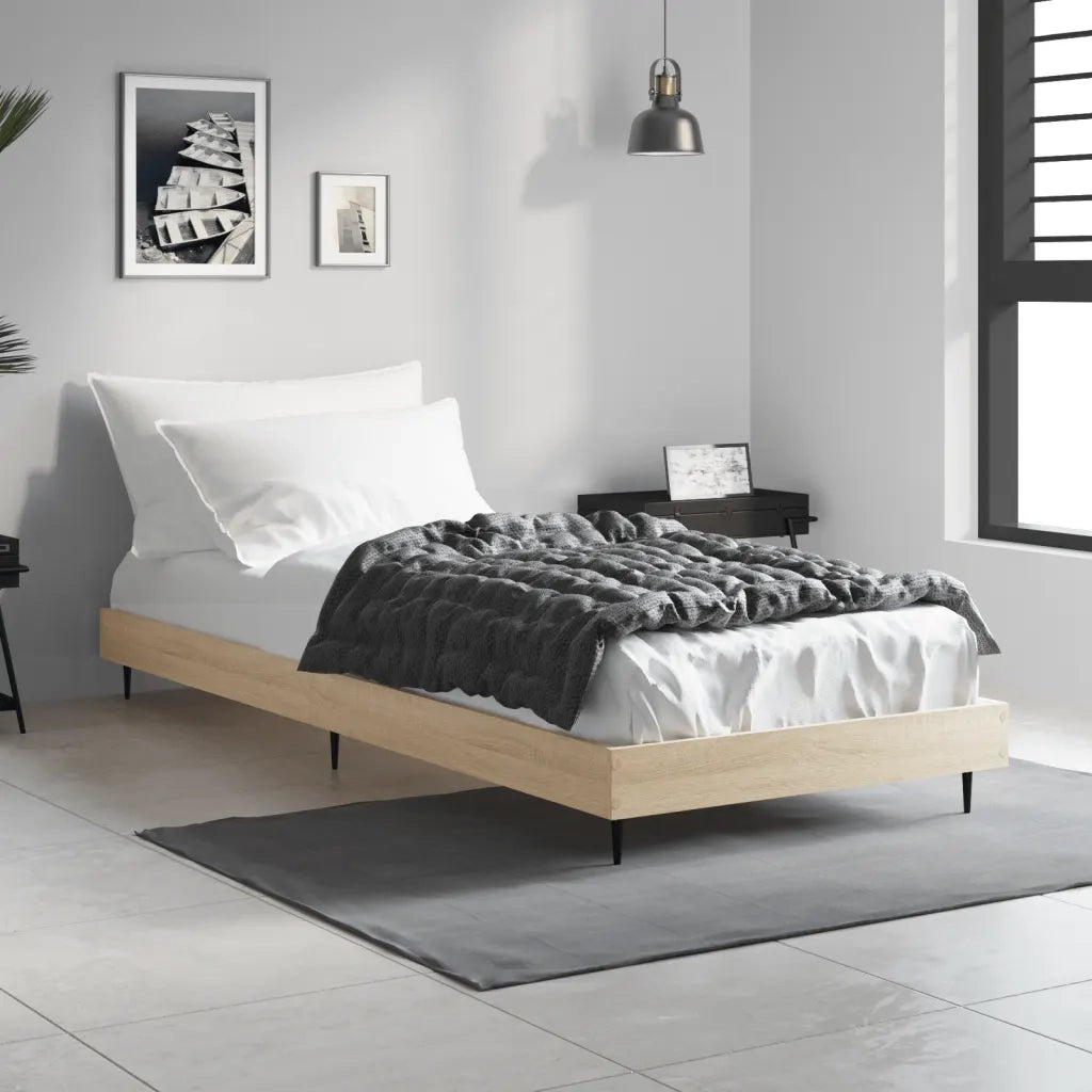 Letto singolo | Letto per adulti | Giroletto senza Materasso Rovere Sonoma 75x190 cm in Truciolato
