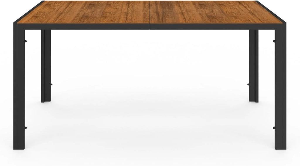 Set di mobili da Giardino NOUMEA - Tavolo da 150 cm con Piano in Vetro temperato Effetto Legno e 6 sedie impilabili in Legno e n