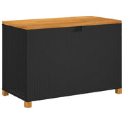 Contenitore Giardino-Cassapanche da esterno Nero 110x55x63cm Polyrattan e Legno Acacia