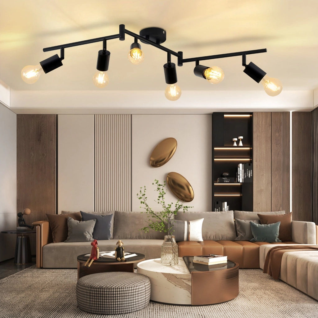 ZMH Faretto da soffitto nero - Lampada da soffitto con faretti E27 orientabili a 350° per camera da letto vintage