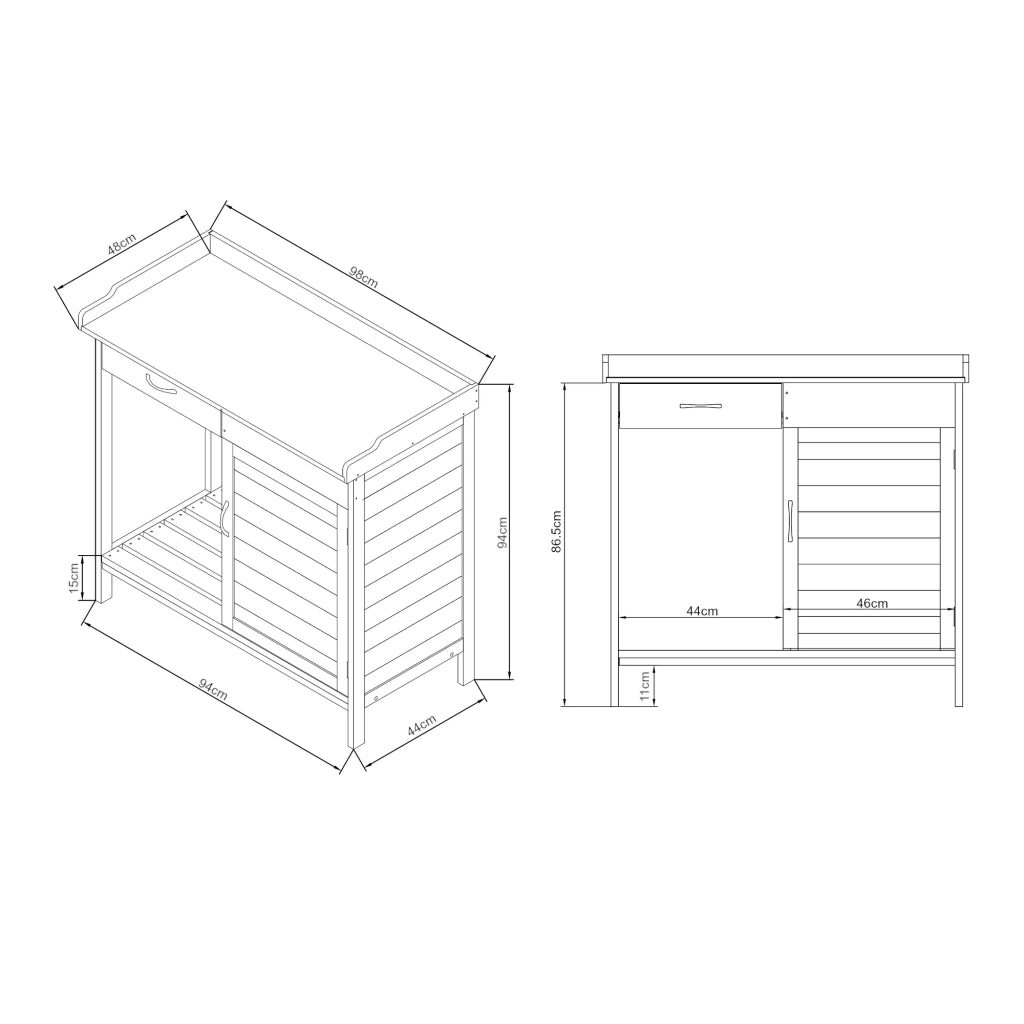 Tavolo da rinvaso 98 x 48 x 94 cm abete grigio 03_0011045