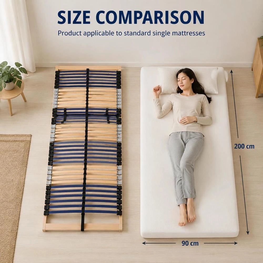 Slatted Frame With 42 Slats 7 Zones 90x200 Cm