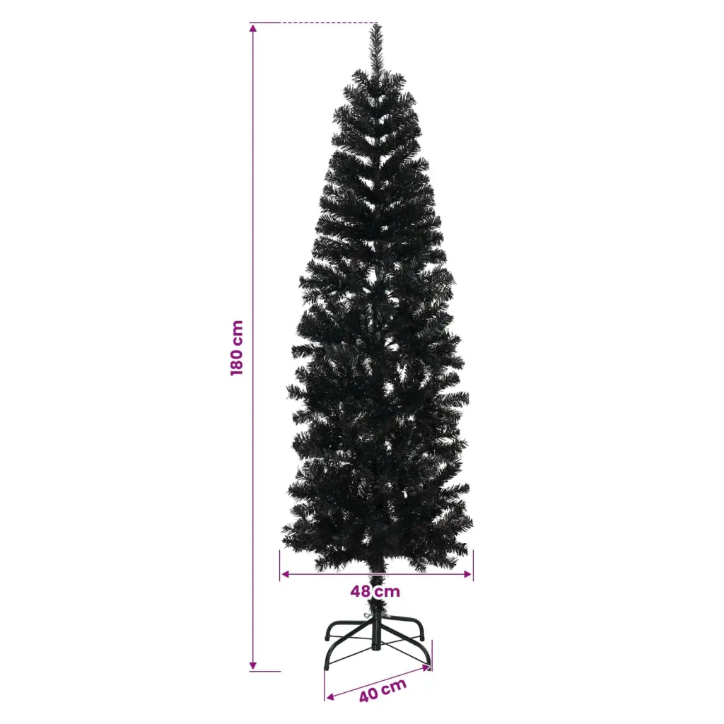 Albero di Natale Artificiale Sottile 180 cm PVC e Acciaio Nero 42055252