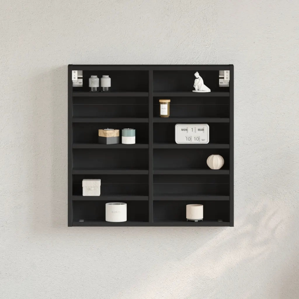 vidaXL Armadietto con Vetrina Nero 60x8,5x58 cm in Legno Multistrato