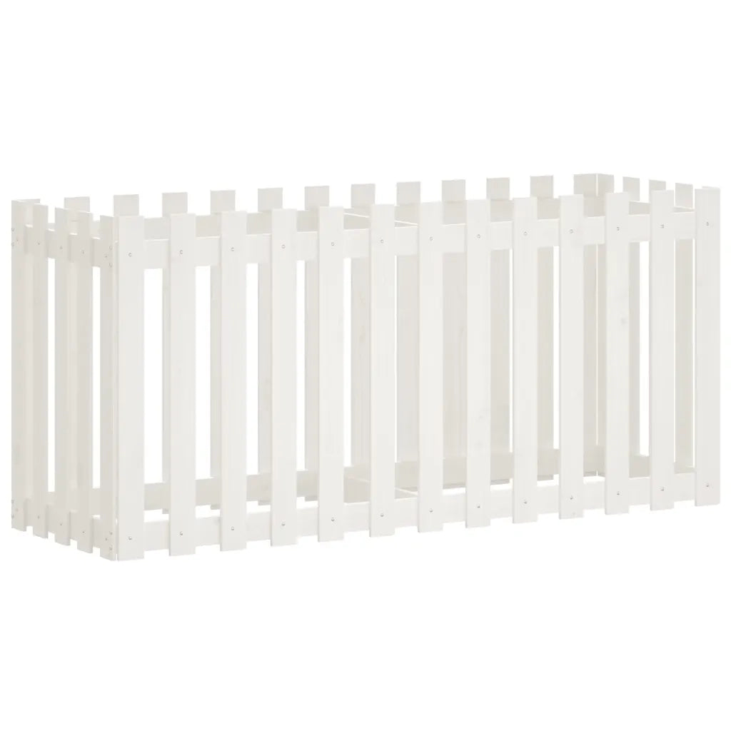 Fioriera Giardino a Recinzione Bianca 150x50x70cm Massello Pino 832498
