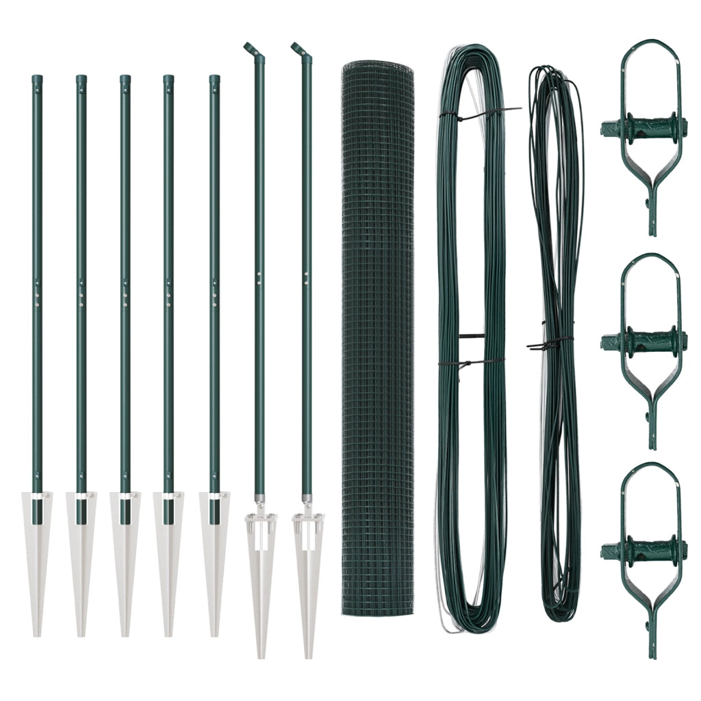 Set di Paletti per Recinzione Verde Set di 2 Verde Metallo