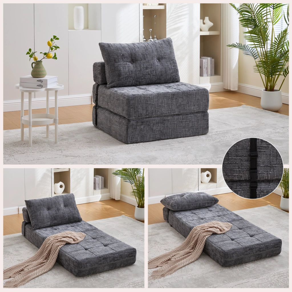 DIVANO LETTO PIEGHEVOLE 29 x 29 x 88 cm Chenille Grigio