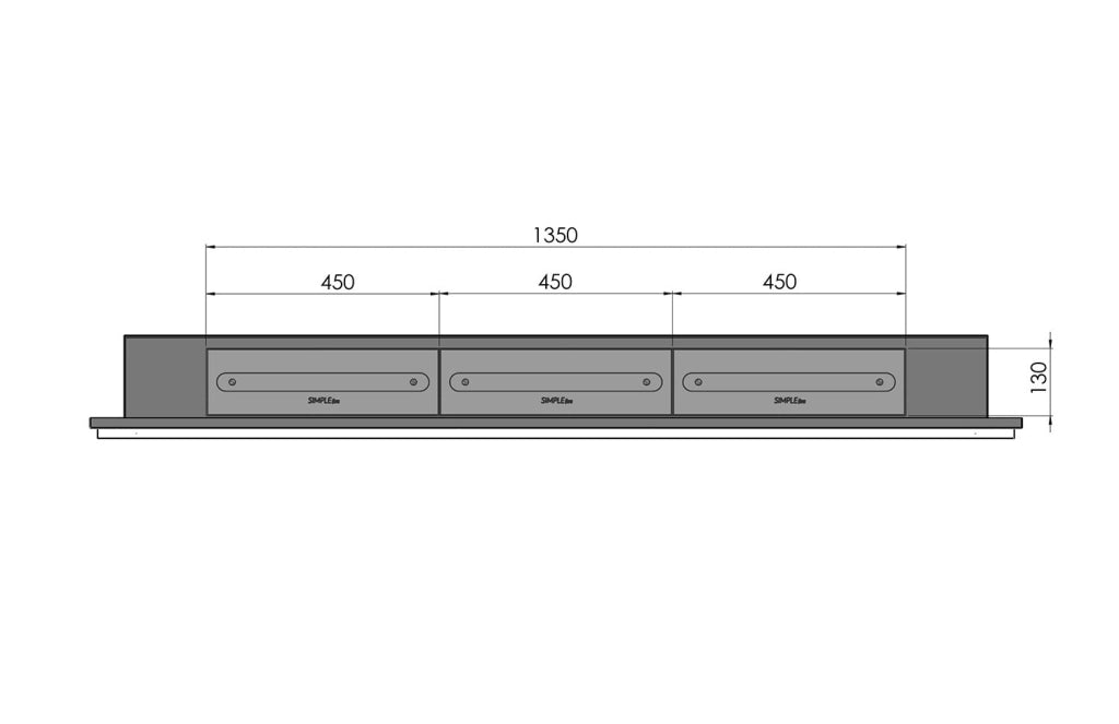 Camino a Bioetanolo da Parete/Incasso 180x49 cm Frame 1800 Nero con Vetro
