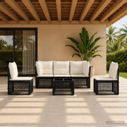 Set Divano da Giardino 6 pz Nero polyrattan 3434155