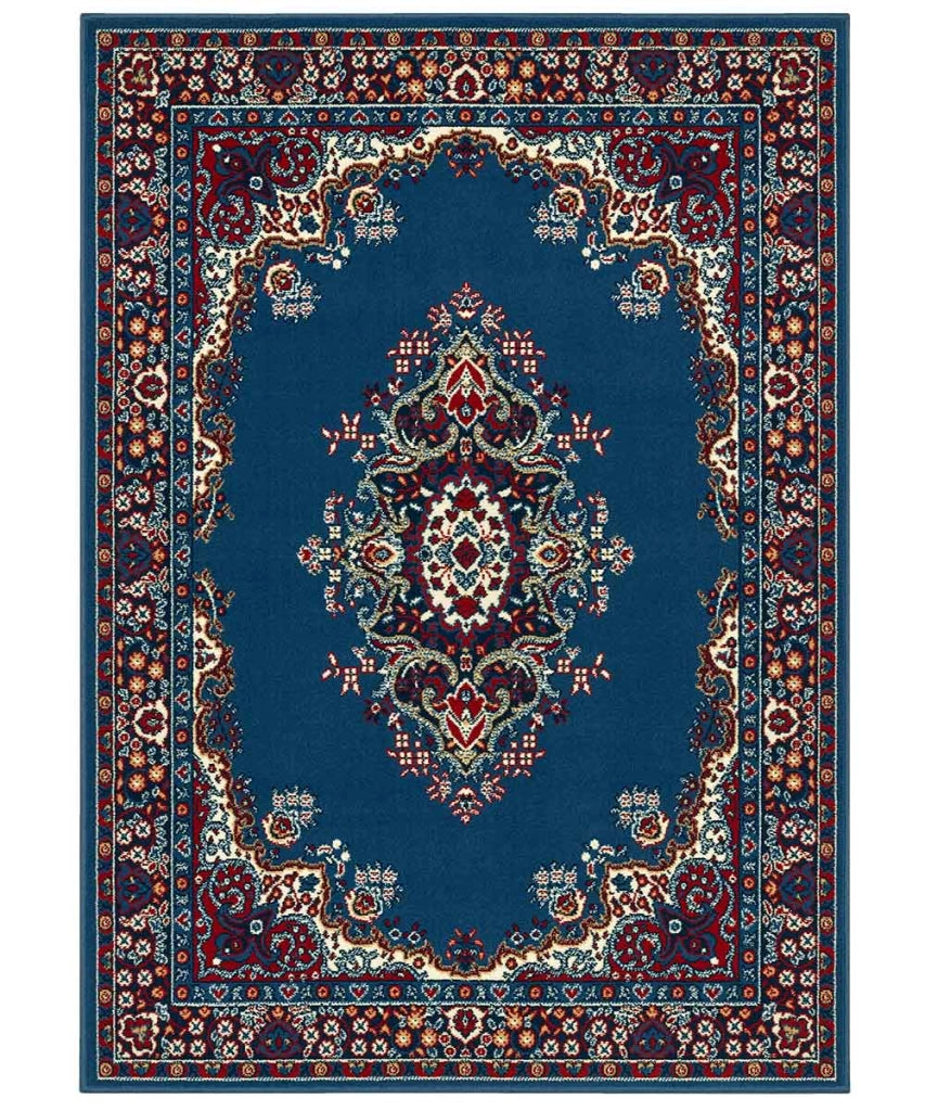 Tappeto P6210 azzurro cm.140x200 stile orientale persiano, economico resistente facile da pulire