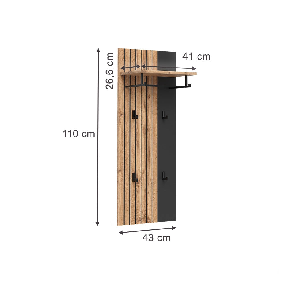 Vicco Appendiabiti da parete Quercia Wotan 43 x 110 cm