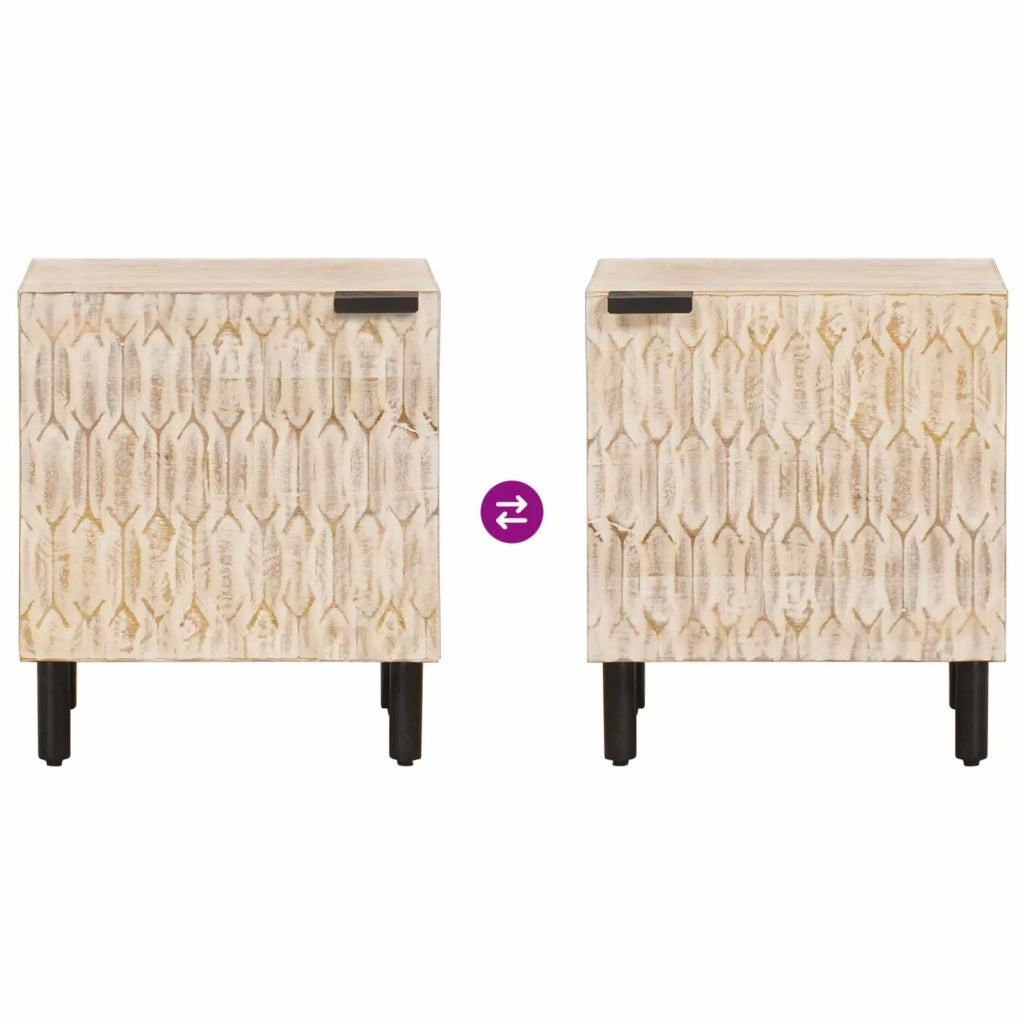 Armadio da Notte Bianco 40 x 33 x 46 cm Legno di mango massello 4017860