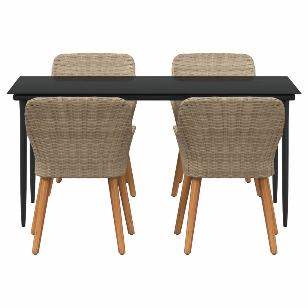 Set da Pranzo per Giardino con cuscino 5 pcs Beige polyrattan 3261694
