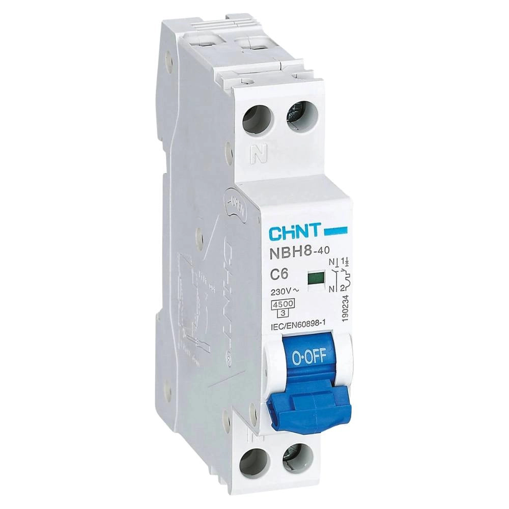 Chint interruttore magnetotermico compatto 1p+n curva c 1 modulo 4,5 ka 230v *** ampere 6 ampere, confezione 1