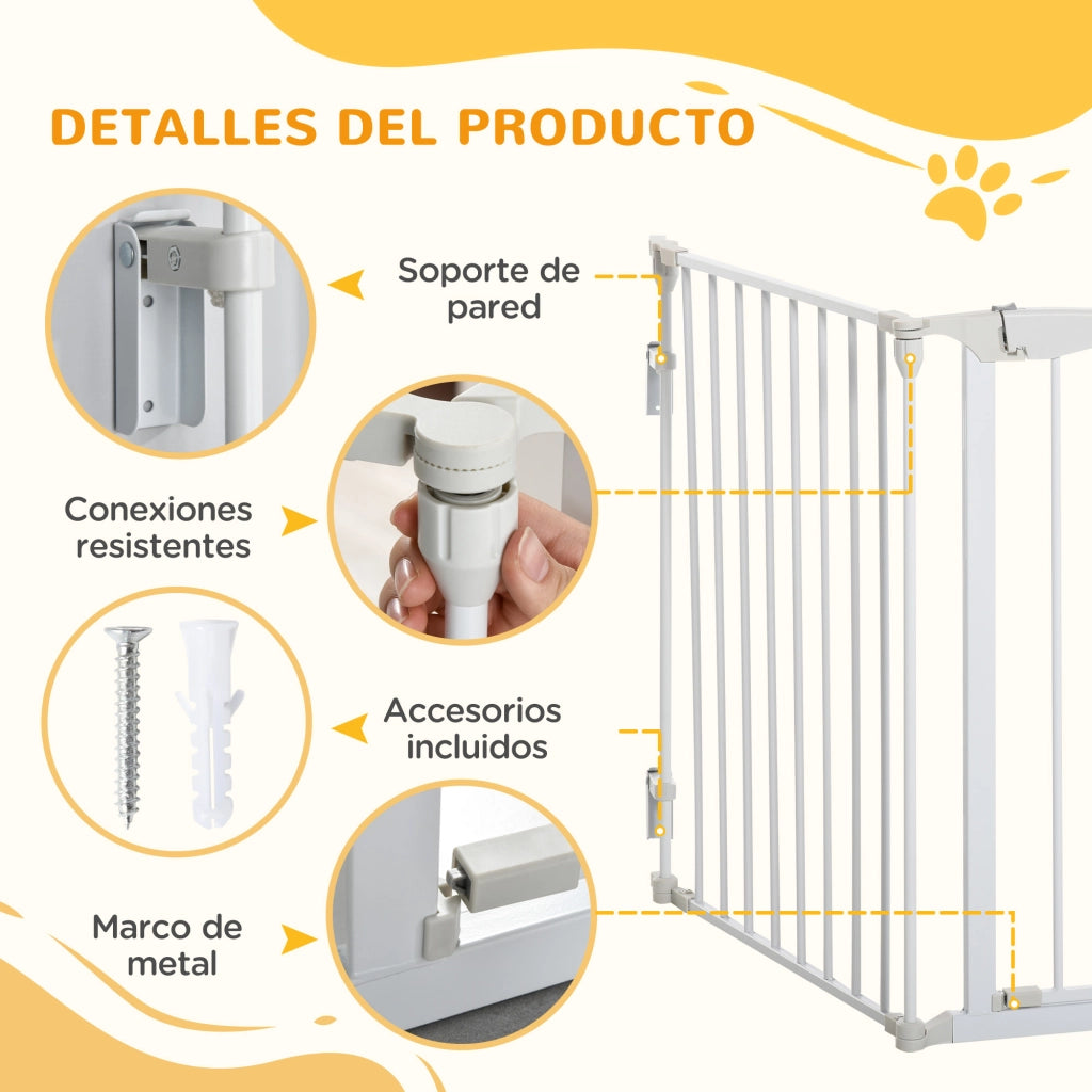 Barriera per Cani Pieghevole 3 Pannelli ¨C Zephmum ¨C Bianco 180x74,5 cm