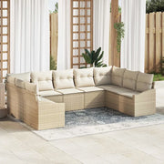 Set di divani con cuscino 9 pcs Beige polyrattan