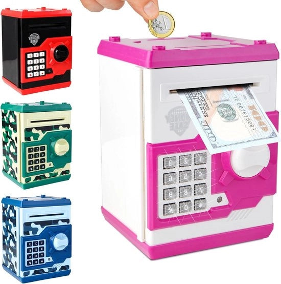 Cassa di risparmio per bambine - codice di accesso con serratura a combinazione - contenitore di risparmio per bambini - monete per bambini - carta di ricarica automatica.