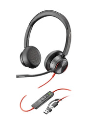 HP Poly Cuffie stereo Poly Blackwire 8225 con connettore USB-C + adattatore USB-C/A
