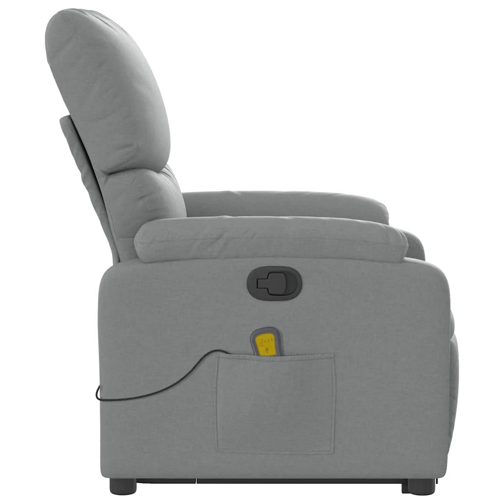 Poltrona | Sedia Relax Alzapersona Massaggi Reclinabile Grigio Chiaro Tessuto
