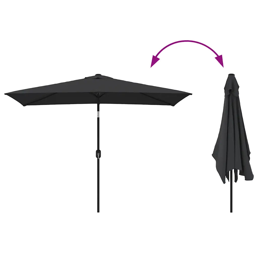 Ombrellone da Giardino con Palo in Metallo 300x200 cm Nero 47128