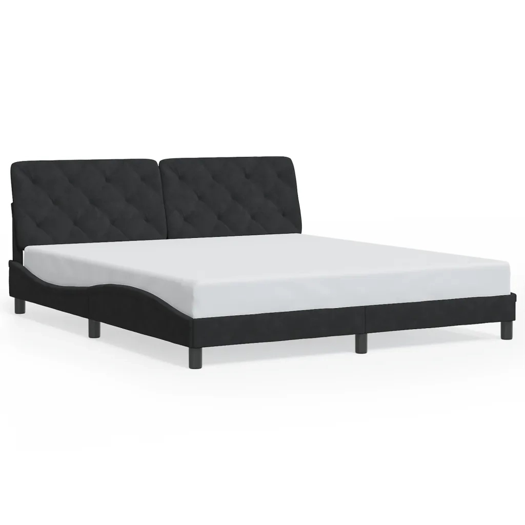 Giroletto con LED senza Materasso-Struttura Letto Nero 180x200 cm in Velluto