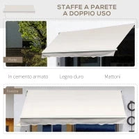 Tenda da Sole 2x2.5 m, a Bracci ad Azionamento Manuale, in Alluminio e Poliestere, Crema