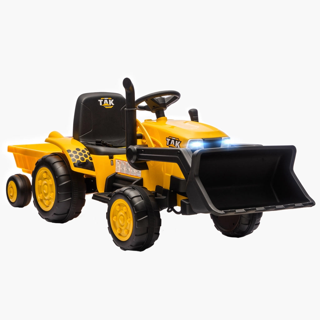 Escavatore Giocattolo Elettrico 12V con Benna e Rimorchio ¨C zephmum ¨C Giallo
