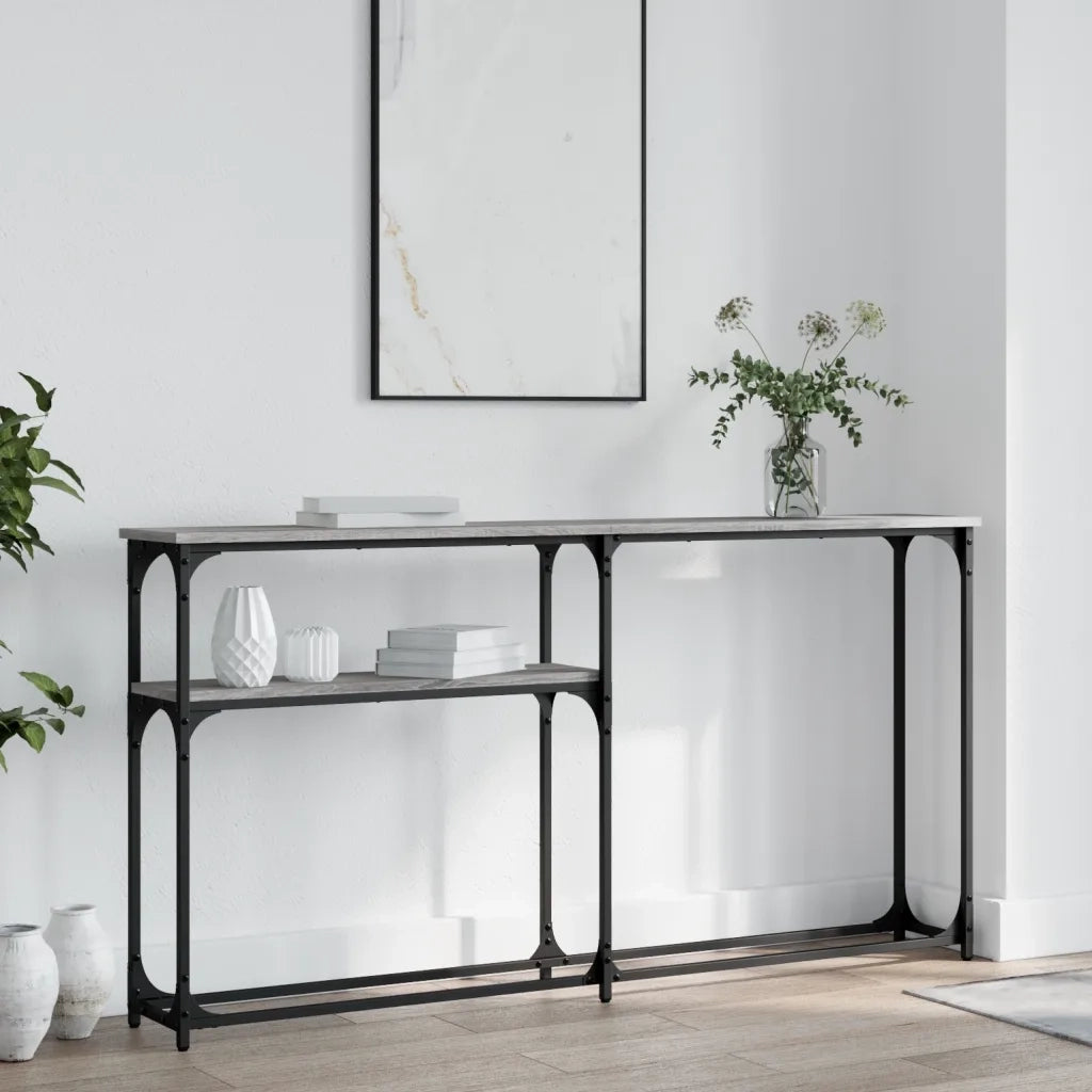 Tavolino Consolle-Tavolino da soggiorno-Tavolo Grigio Sonoma 145x22,5x75cm Legno Multistrato