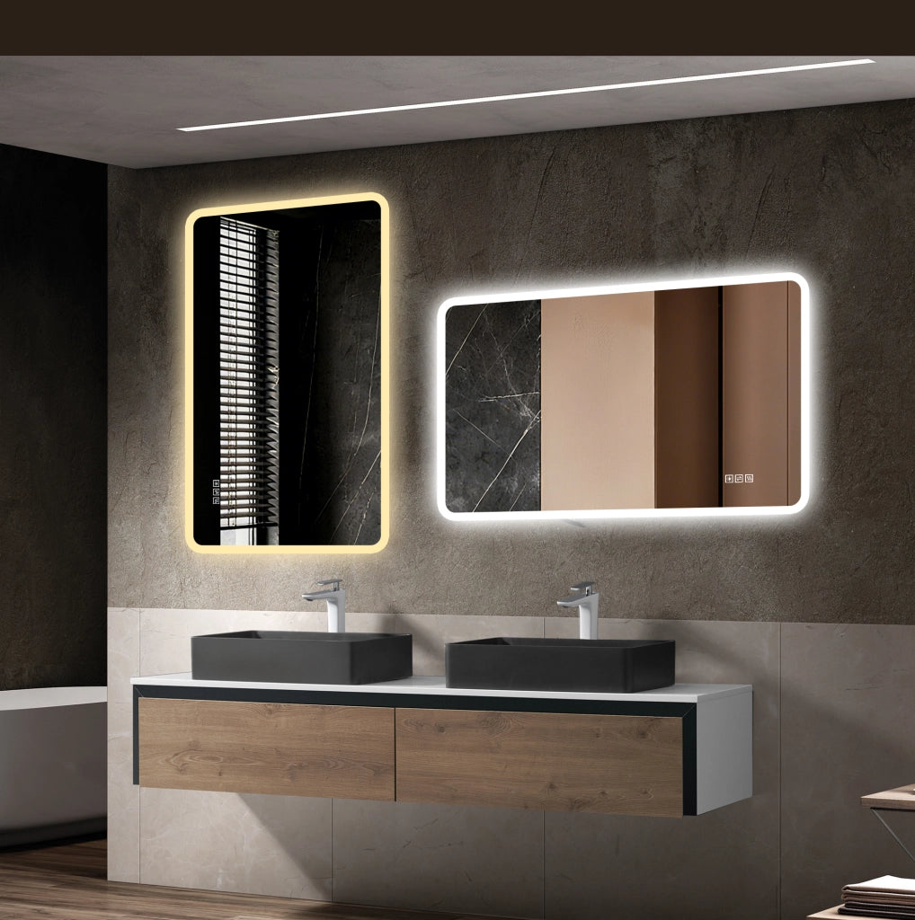 Specchio LED da bagno 60x100 cm argento, antiappannamento, orizzontale o verticale