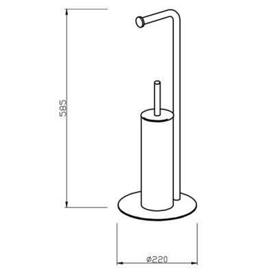 Piantana bagno portascopino e portarotolo design moderno in acciaio bianco