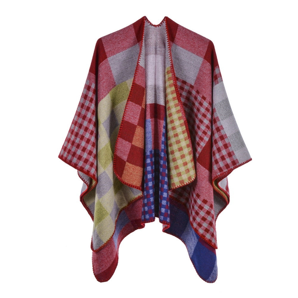 Sciarpa/stola da donna, scialle spaccato in cashmere alla moda, mantello caldo