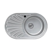 Lavello ovale incasso 1 vasca e gocciolatoio sinistro 78x48 Smeg LMEL77S inox