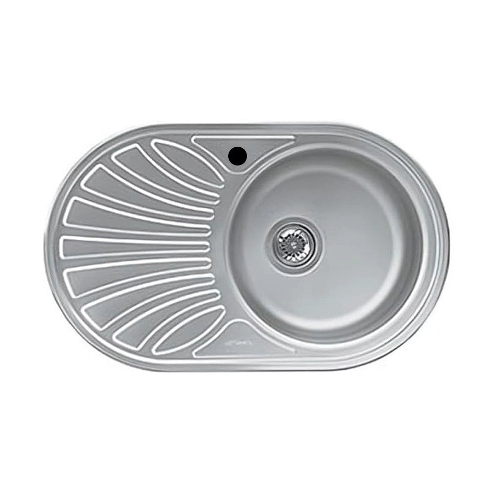 Lavello ovale incasso 1 vasca e gocciolatoio sinistro 78x48 Smeg LMEL77S inox
