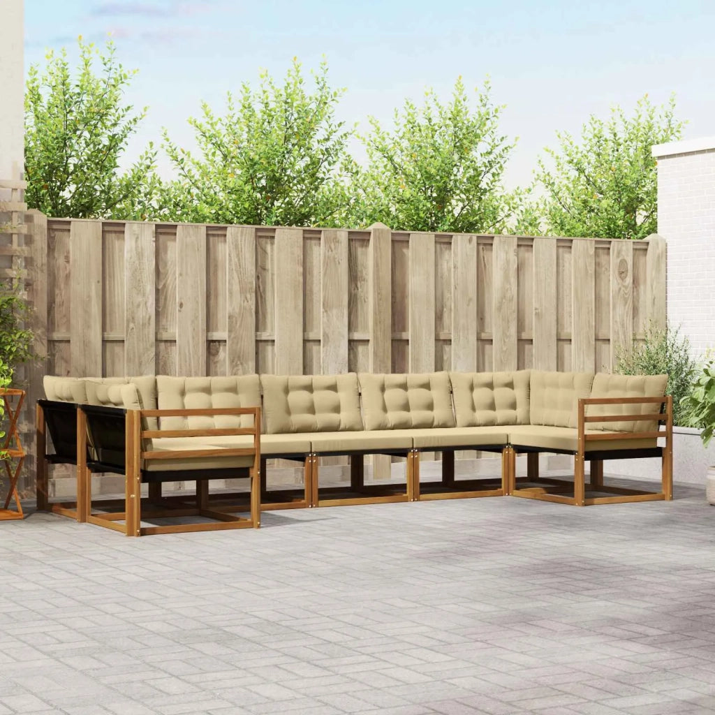 Set di divani da esterno con cuscino 7 pcs Naturale e Beige 3369808