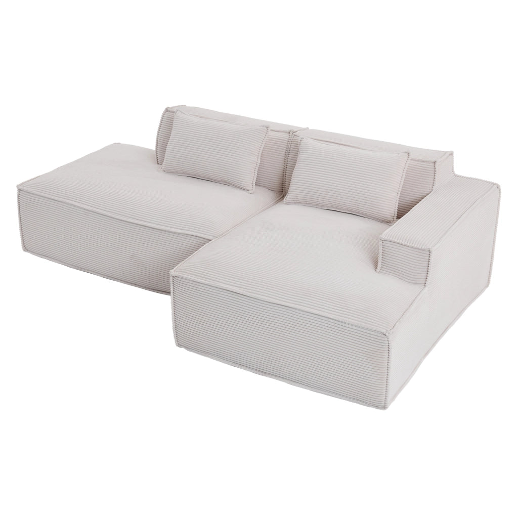 Divano 235 cm beige in poliestere imbottito con seduta elastica