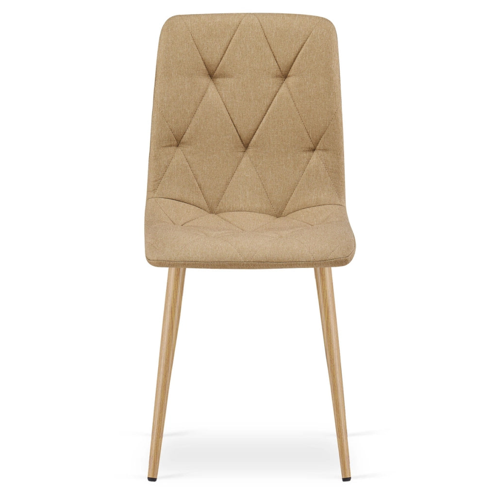 Set di 2 sedie Libra in tessuto beige con gambe effetto legno
