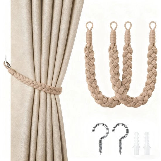 Doppio set di cordoncini per tende - cordino per tende con gancio 60cm - cordoncini per tende a mano - cordoncini per tende a spirale - con ganci - adatto per casa, ufficio, soggiorno, camera da letto