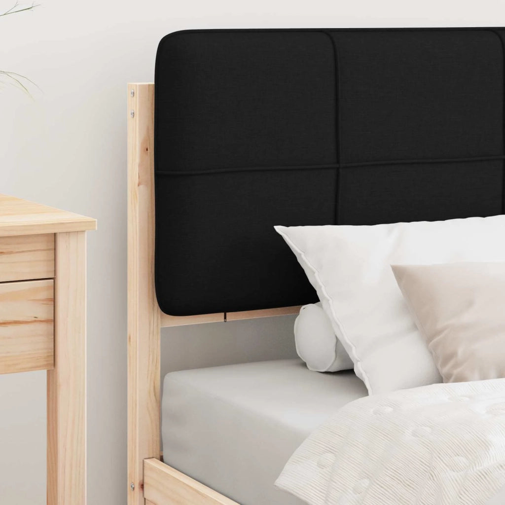 Letto con Testiera Rivestita Nero 75 x 190 cm Pino massello